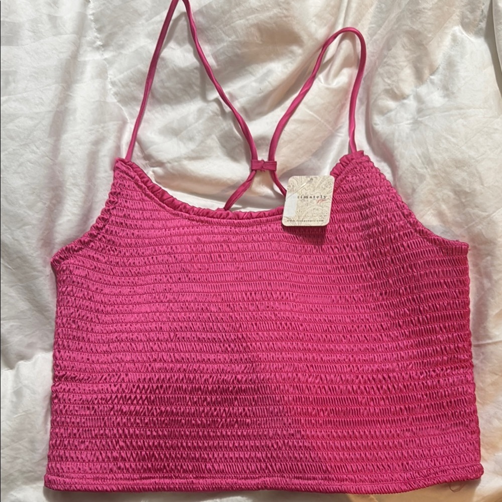 Pink Smocked Crop Top Free People